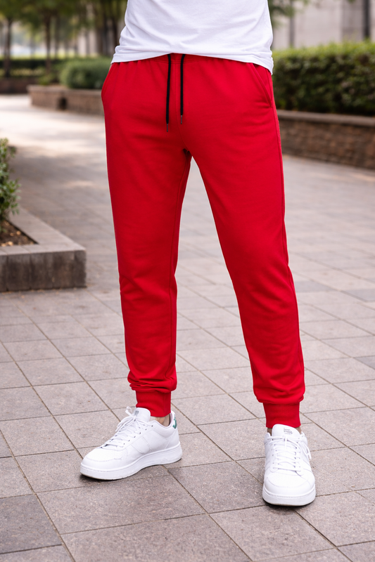 Men’s Red Slim-Fit Fleece Trouser