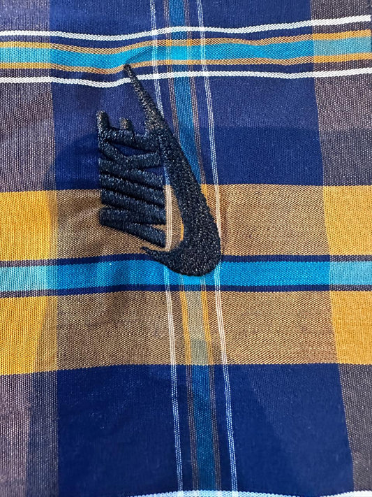 Men’s Navy & Mustard Plaid Cargo Shorts – Casual Summer Streetwear