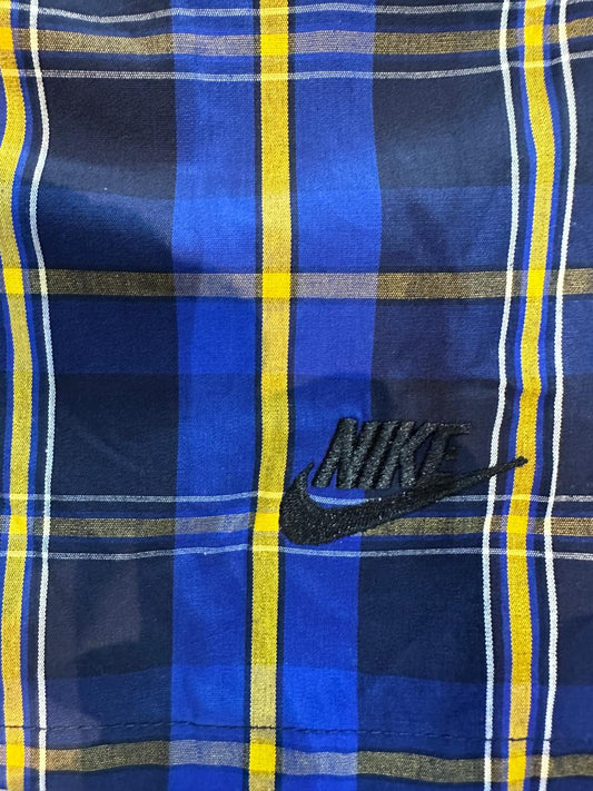 Men’s Blue Plaid Cargo Shorts – Summer Casual Elastic Waist Streetwear