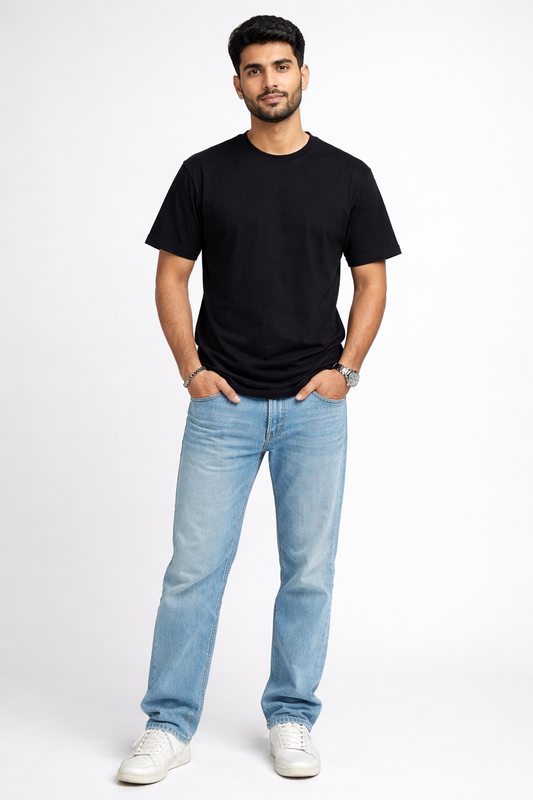 Midnight Black Essential Crew Neck T-Shirt – Premium Everyday Wear