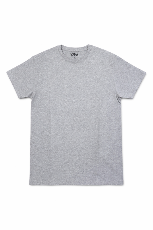 Classic Grey Melange Crew Neck T-Shirt – Soft Comfort Essential