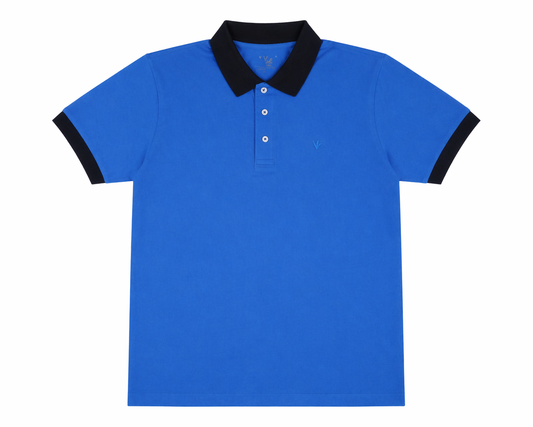 Men’s Royal Blue Polo Shirt with Black Collar – Premium Casual Fit