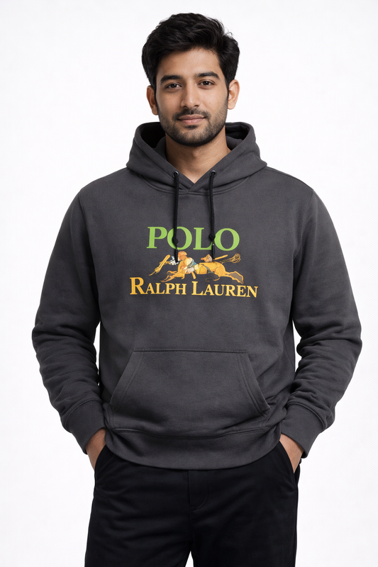 Men’s Polo Style Maroon Printed Hoodie