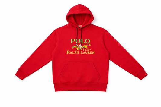 Polo Maroon Printed Hoodie – Premium Winter Comfort