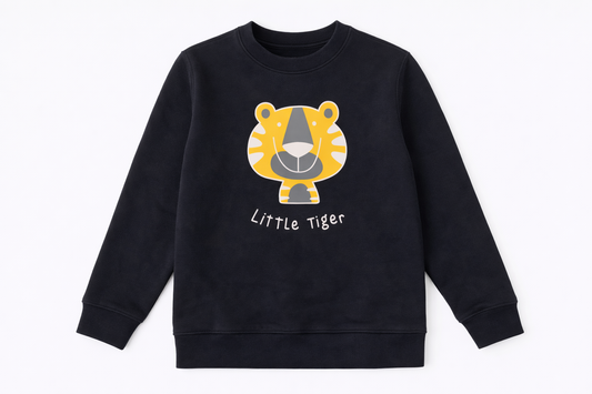 Kids “Little Tiger” Printed Sweatshirt – Black Winter Wear