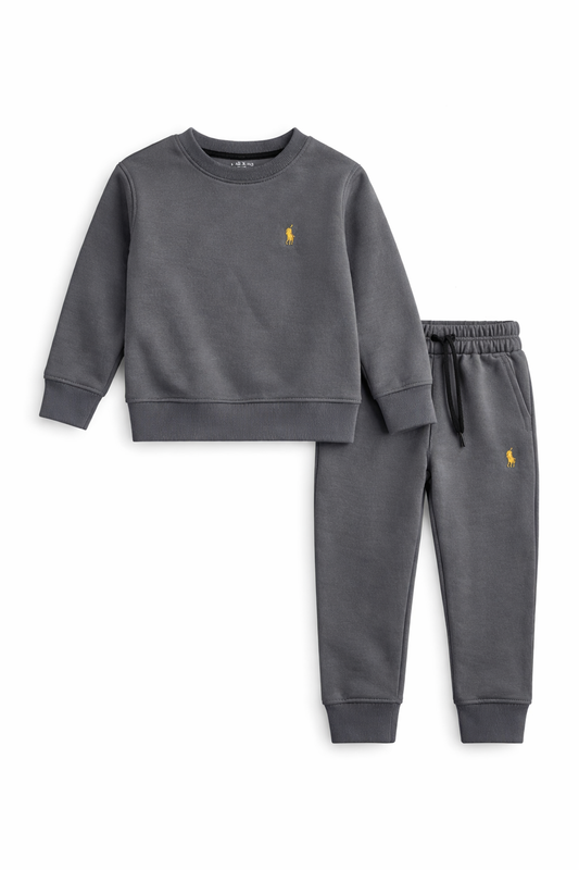 Kids Premium Grey Winter Tracksuit – Soft Cotton Fleece Set