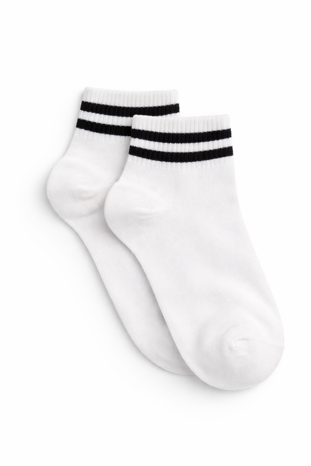 Premium Black and white Ankle Socks with White Stripes – Soft Cotton Blend      (pack of 2)