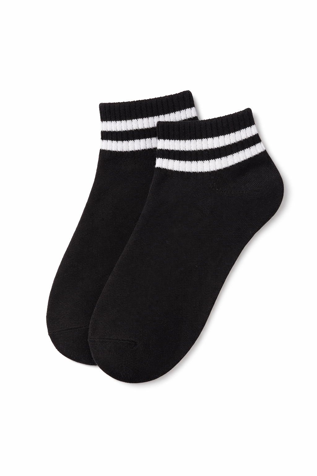 Premium Black and white Ankle Socks with White Stripes – Soft Cotton Blend      (pack of 2)