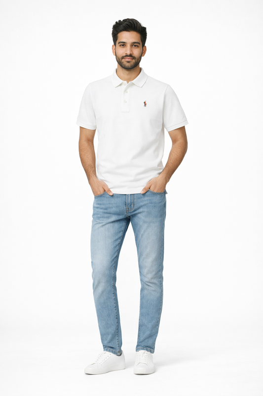 Classic White Polo Shirt – Premium Cotton Smart Casual for Men