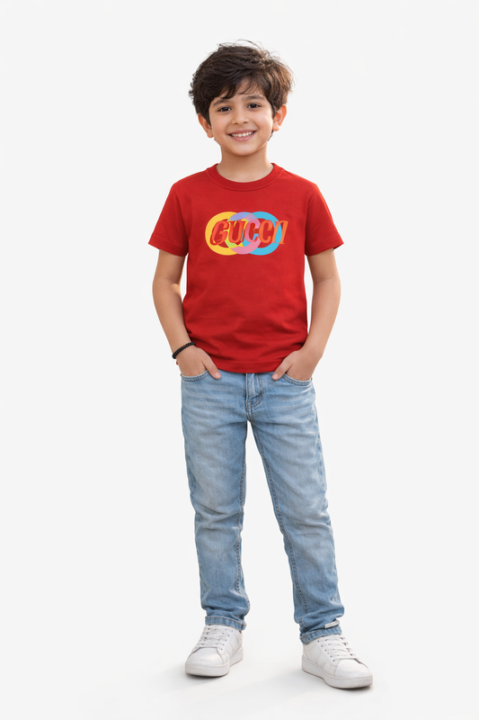 Kids Red Graphic T-Shirt – Stylish Color Print Tee