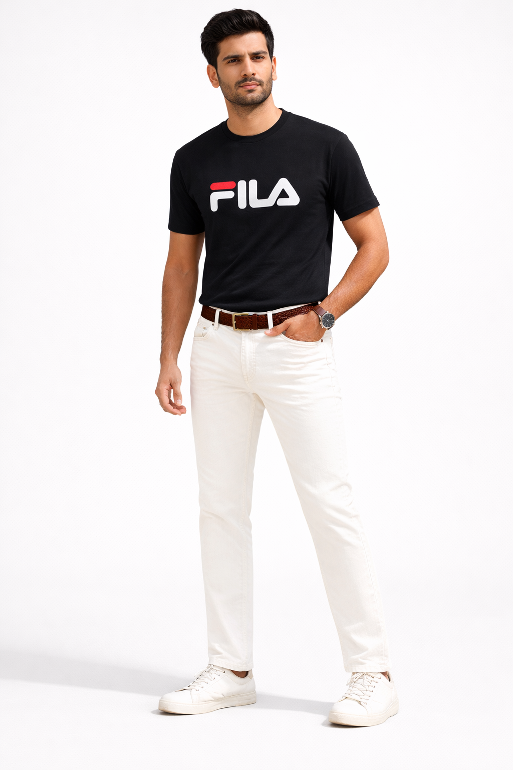 Men’s Premium FILs Logo T-Shirt – Maroon | Slim Fit Casual Wear