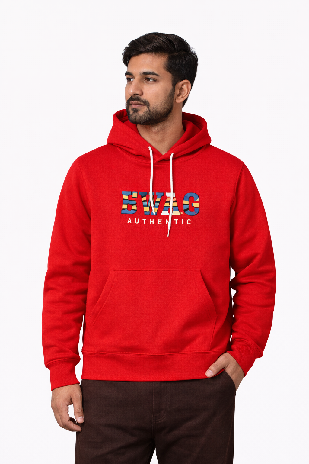 classic Polo Maroon Printed Hoodie for Winter