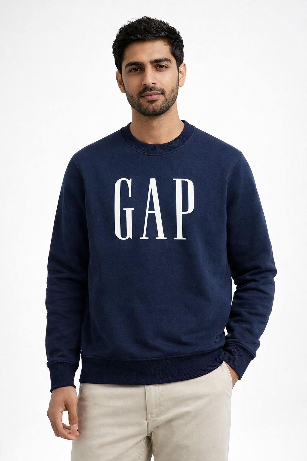 Men’s Navy Blue GAP Logo Sweatshirt – Premium Winter Terry