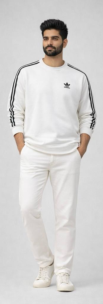 Men’s White Stripe Sleeve Winter Sweatshirt